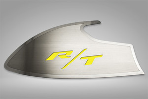 Door Badges w/Yellow "R/T" Inlay for 2015-2023 Dodge Challenger