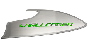 2pc Door Badges w/Synergy Green "Challenger" Inlay for 2015-23 Dodge Challenger