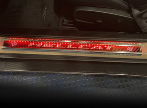 Carbon Fiber Door Sills w/Red LED "Hellcat" for 15-23 Dodge Challenger SRT Demon