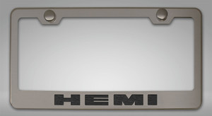 License Plate Frame w/Brushed Black "HEMI"