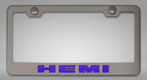 License Plate Frame w/Purple Carbon Fiber "HEMI"