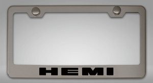License Plate Frame w/Black "HEMI" Letttering