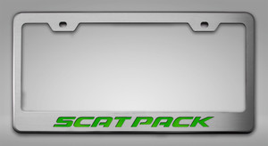 License Plate Frame w/Synergy Green "Scat Pack"