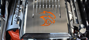 Plenum/Engine Cover w/Orange Carbon Fiber Hellcat for 15-23 Charger SRT Hellcat