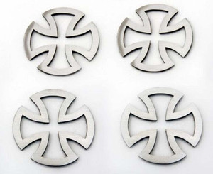 4pc Brushed Emblems w/Iron Cross Style