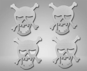 4pc Brushed Emblems w/Pirate Skull Style