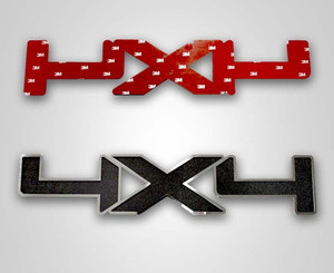 2pc Black Emblem w/Brushed Finish "4x4"