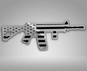 1pc Polished 7" Emblem w/Gun Flag Style