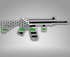 1pc Polished 7" Emblem w/Thin Green Line Gun Flag Style