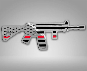 1pc Polished 7" Emblem w/Thin Red Line Gun Flag Style