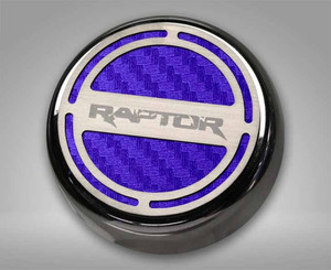 6pc Fluid Cap Covers w/Purple Carbon Fiber "Raptor" for 11-14 Ford F-150 Raptor
