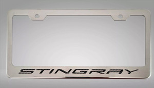 Liscense Plate Frame w/Black Carbon Fiber "Stingray" for 2020-24 Chevy Corvette