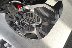Carbon Fiber Shock Tower Covers w/Flag Insert for 20-22 Chevy Corvette 2dr