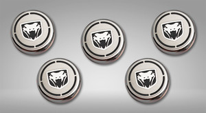 5pc Fluid Cap Cover Set w/Brushed Black Fangs Logo for 2003-2007 Dodge Viper