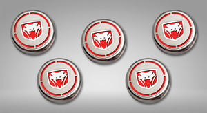 5pc Fluid Cap Cover Set w/Bright Red Fangs Logo for 2003-2007 Dodge Viper