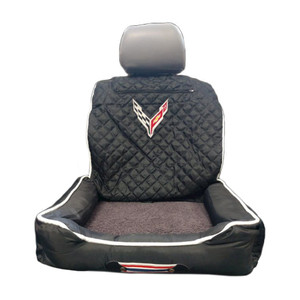 Seat Armour Black Pet Bed w/Corvette C8 Logo