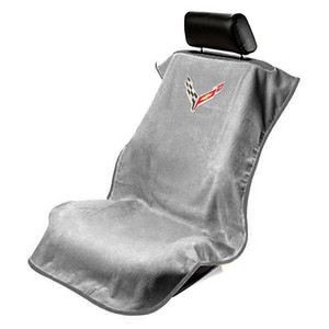 Seat Armour Grey Terry Cloth Seat Cover w/Corvette C8 Logo
