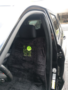 Seat Armour Black Terry Cloth Seat Cover w/PickleBall Logo
