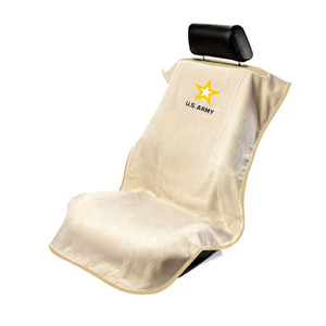 Seat Armour Tan Terry Cloth Seat Cover w/US Army Logo