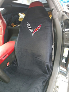 Seat Armour Black Terry Cloth Seat Towel w/Corvette C7 Logo
