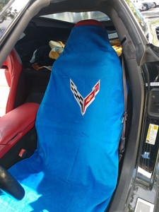 Seat Armour Blue Terry Cloth Seat Towel w/Corvette C8 Logo