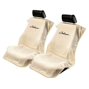 Seat Armour Tan Terry Cloth Set of 2 Seat Covers w/Challenger Logo