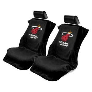 Seat Armour Black Terry Cloth Set of 2 Seat Covers w/NBA Miami Heat Logo