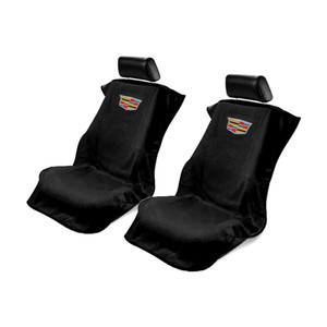 Seat Armour Black Terry Cloth Set of 2 Seat Covers w/Cadillac Logo