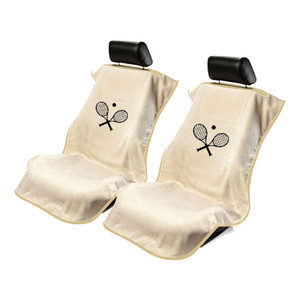Seat Armour Tan Terry Cloth Set of 2 Seat Covers w/Tennis Racquet Logo