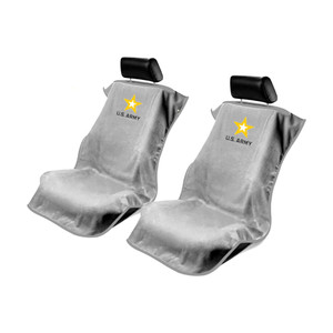 Seat Armour Grey Terry Cloth Set of 2 Seat Covers w/US Army Logo
