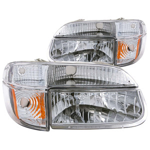 Chrome Clear Lens Crystal Headlight Set w/Corner Lights for 95-01 Ford Explorer