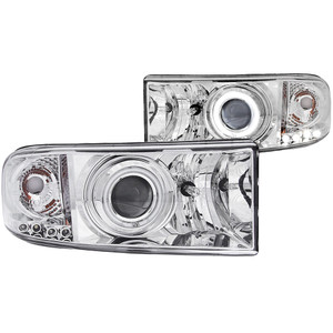 Chrome Clear Lens Projector Headlight Set w/Halo for 94-02 Dodge Ram 3500 [CCFL]