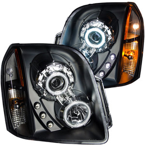 Black Clear Lens Projector Headlight Set w/Halo for 2007-2014 GMC Yukon [CCFL]