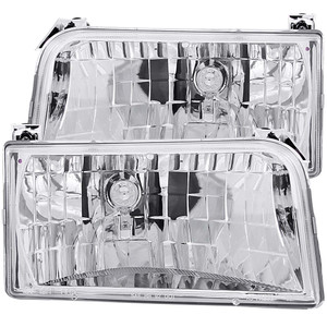 Chrome Clear Lens Crystal Headlight Set for 1992-1998 Ford F-250