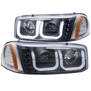 Black Clear Lens Projector Headlight Set for 1999-2006 GMC Sierra 1500