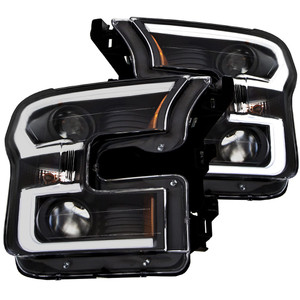 Black Amber Lens Projector Headlight Set for 2015-2017 Ford F-150 w/o HID