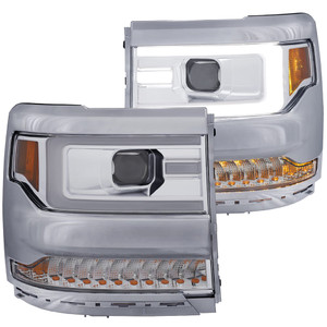Chrome Clear Lens Headlight Set for 16-18 Chevy Silverado 1500 w/o LED [Plank]