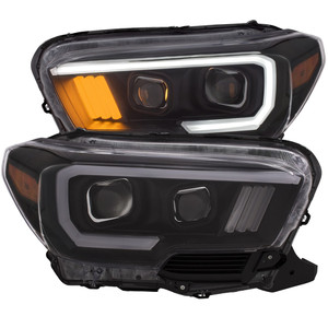 Black Amber Lens Projector Headlight Set for 2016-2023 Toyota Tacoma