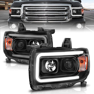 Black Clear Lens Projector Headlight Set for 2015-2020 GMC Canyon