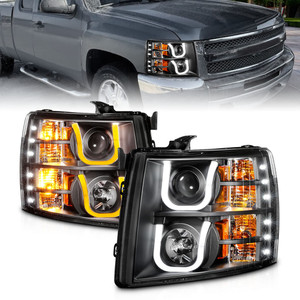 Black Clear Lens Headlight Assembly for 07-14 Chevy Silverado 2500 HD w/o HID