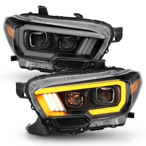 Black Clear Lens Headlight Assembly w/Switchback for 16-23 Toyota Tacoma w/LED