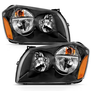 Black Clear Lens Crystal Headlight Set for 2005-2007 Dodge Magnum