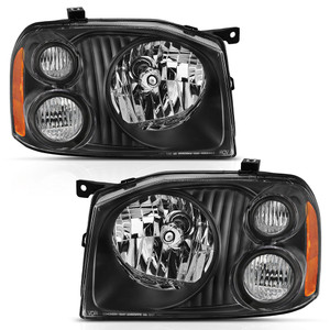 Black Clear Lens Crystal Headlight Set for 2001-2004 Nissan Frontier