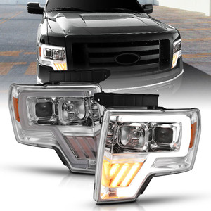 Chrome Clear Lens Projector Headlight Set for 2009-2014 Ford F-150