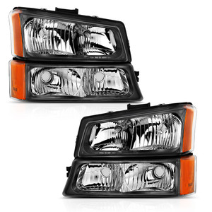 Black Clear Lens Crystal Headlight Set for 2003-2006 Chevrolet Silverado 1500