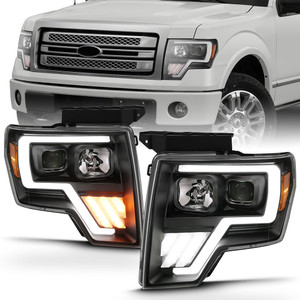 Black Clear Lens Projector Headlight Set w/Halo for 2009-2014 Ford F-150 [G4]
