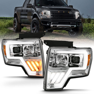 Chrome Clear/Amber Lens Projector Headlight Set w/Halo for 09-14 Ford F-150 [G4]