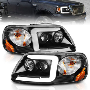 Black Clear Lens Projector Headlight Set for 1997-2003 Ford F-150