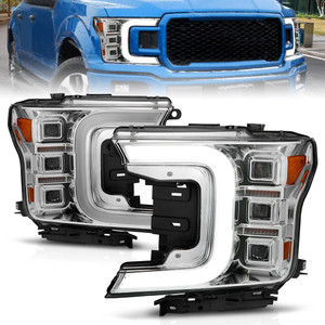 Chrome Clear Lens LED Projector Headlight w/Sequential for 2018-2020 Ford F-150