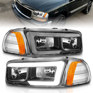 Black Clear Lens Crystal Headlight Set for 1999-2006 GMC Sierra 1500